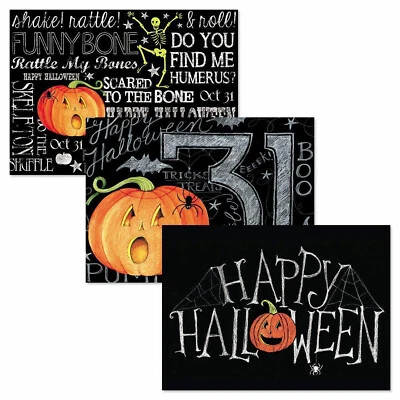 NEW Set (6) Susan Winget Chalked Up Halloween Greeting Cards 3 Designs 5x7 w/env - Image 1 of 4