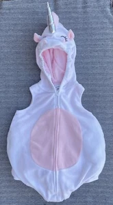 Carter’s Baby Girl Size 18M Unicorn Halloween Costume Hood White Pink Romper Zip - Picture 1 of 4