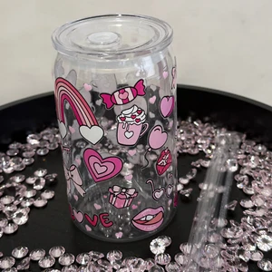 16oz Libby Plastic Cold Cup with Straw - Various Designs - Picture 1 of 5