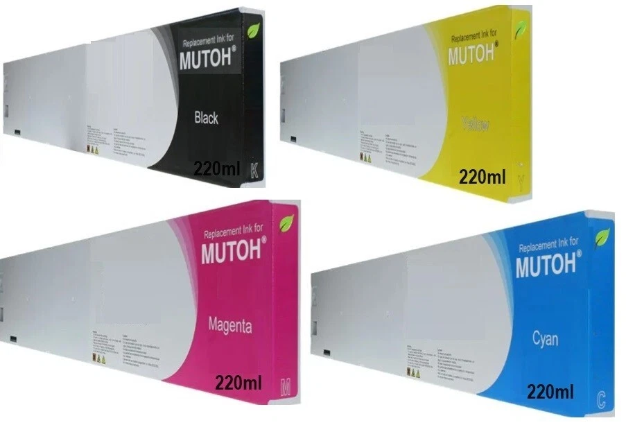 4x COMPATIBLE 220ML WATER BASED PIG MUTOH INK CARTRIDGES ValueJet 1204 1304 CYMK - Image 1 of 1