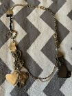 Bebe Chunky Chain Heart Gold, Silver And Black Statement Necklace