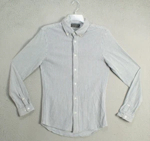 SAKS FIFTH AVENUE Shirt Adult Extra Large Slim Fit Gray Striped Long Sleeve Mens - Picture 1 of 13