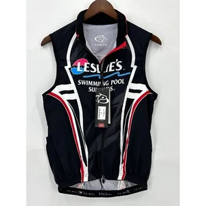 Primal Cycling Mens Wind Vest Jersey Full Zip Leslie's Swimming Pool Black S NWT - Picture 1 of 11