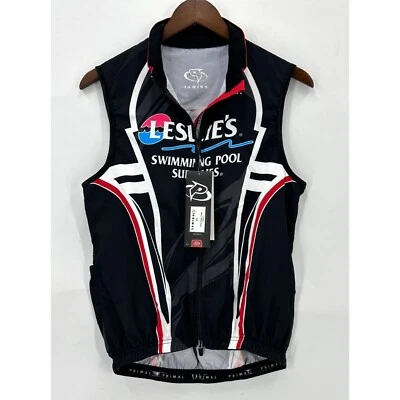 Primal Cycling Mens Wind Vest Jersey Full Zip Leslie's Swimming Pool Black S NWT - Image 1 of 4