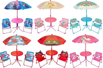 Kids Folding Picnic Characters Table and Chairs Set Outdoor w/ Parasol-6 Designs - Image 1 of 4