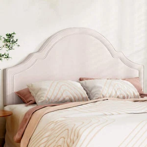 Artiss Bed Frame Bed Head Headboard King Velvet IRIS Beige - Picture 1 of 7