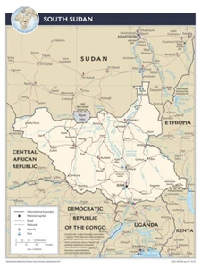 South Sudan Road Highway Transportation Transport Map Country Nation Print - Picture 1 of 1