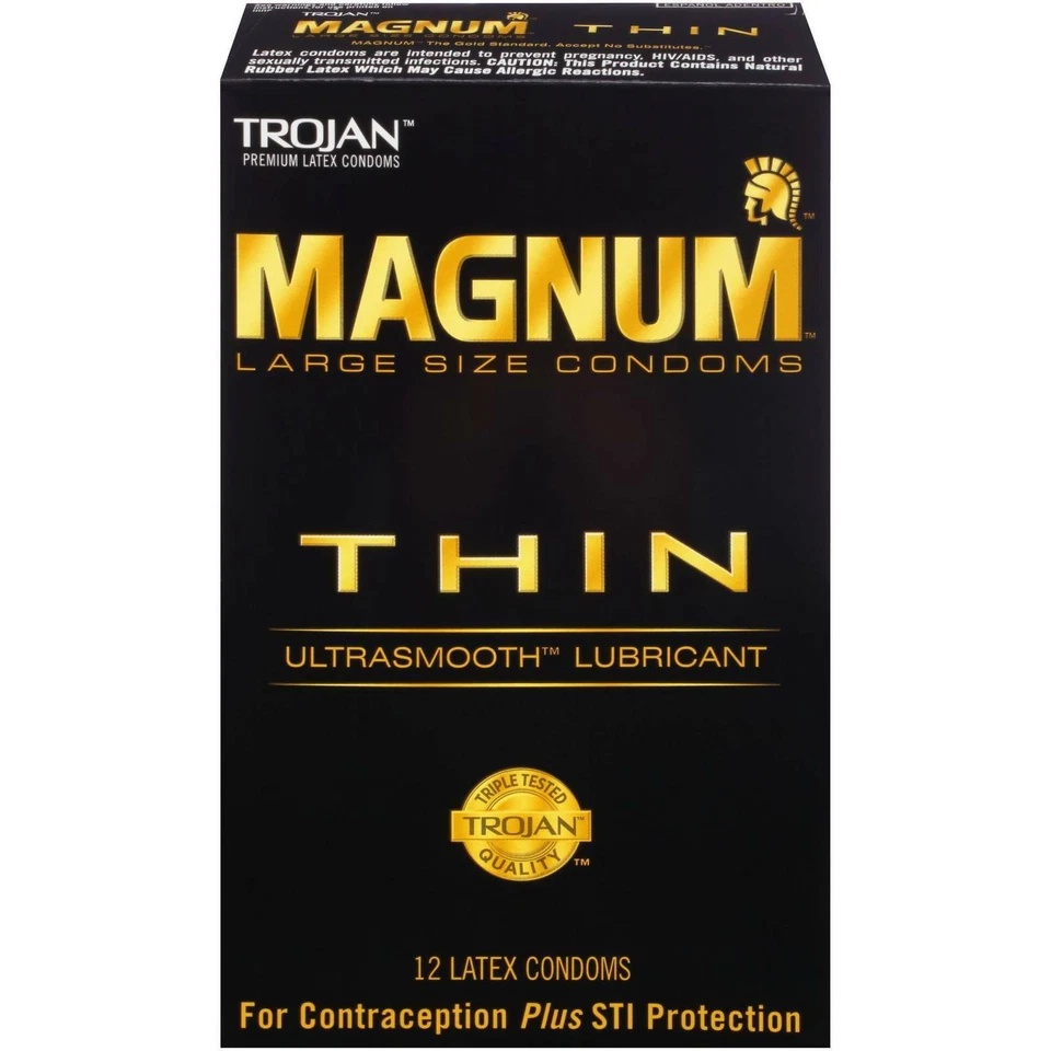 Trojan Condom Magnum Thin Lubricated, 12 Count