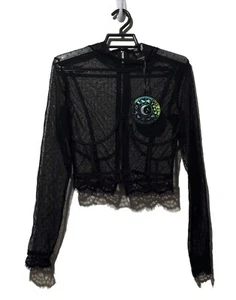 Corsé de malla Horoscopez (J) Truth Be Told Top talla M negro corpiño encaje recortado nuevo con etiquetas - Imagen 1 de 3