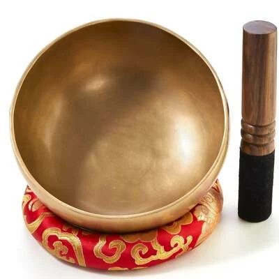 AUMONDO Handgefertigte Therapie Klangschale 15 cm, Original Tibetisches Klangschalen Set