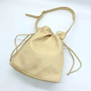 LOEWE Ivory Nappa Leather Shoulder Bag Handbag Flamenco Anagram Used Excellent+ - Picture 1 of 12