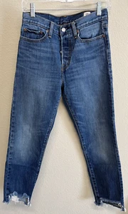 Pantalones de mezclilla recortados Levi's Fit blanco con cono de roble talla 27 dobladillo crudo - Imagen 1 de 13