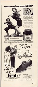 Print Ad Keds Shoes Yeoman Oxford 1940 Bosco Girls Baseball 5"x6" Magazine - Picture 1 of 1