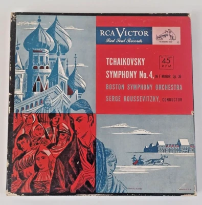 TCHAIKOVSKY Symphony No. 4 In F Minor Op. 36 BOSTON ORCH. 45rpm Vinyl 5 RED Box - Image 1 of 4