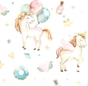 R070# 3 servilletas de papel individuales para unicornio rosa decoupage con patrón de rosquillas - Imagen 1 de 10