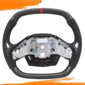 Real Carbon Fiber Alcantara Steering Wheel W/ Heated Fits 2020-24 Corvette C8 - Picture 1 of 8