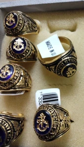 Lote de 6 anillos de la Marina de los Estados Unidos, varios tamaños, NUEVO - Imagen 1 de 3