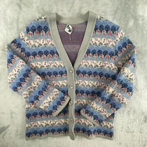 Cárdigan Suéter Wieler Vintage Gris Azul Tejido Botón Delantero Años 80 Retro Abuelo - Imagen 1 de 12