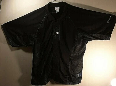 Champion Men's Logo Jersey Mesh Snap Button Up Short Sleeve Polo Shirt Size  2XL - Image 1 of 4