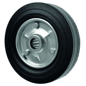 Rubber Trolley Wheel Pressed Steel Centre 200mm Dia. Roller Bearings 250kg Load - Picture 1 of 1