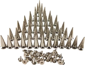50PCS Silvery Cone Spikes Metallic Screw Back Studs DIY Craft Cool Rivets Punk 1 - Picture 1 of 6