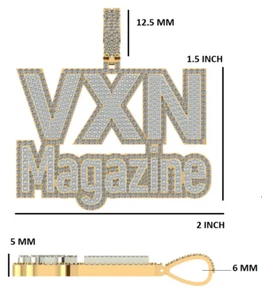 925 Sterling Silber VXN Magazin Moissanit Anhänger | individueller Anhänger | Geschenk - Bild 1 von 2