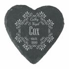 Personalised Engraved Heart Slate Wedding Coaster with Names