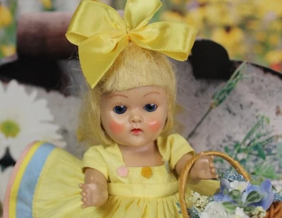 VOGUE Ginny кукла винтажный натянутый 1953 PAT w/цветок корзина прекрасный - Изображение 1 из 4