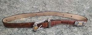 Cintura in pelle vintage collezione Brighton Museum taglia S ornata festival marrone  - Foto 1 di 6