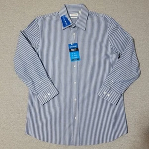Haggar Premium Comfort Slim Fit Dress Shirt Men's 16-16.5 32/33 Blue White Strip - Picture 1 of 13