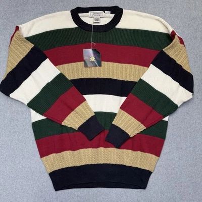 Винтажный мужской свитер для гольфа Titleist от Corbin стиль Coogi XL в полоску красный зеленый сделано в США - Изображение 1 из 4