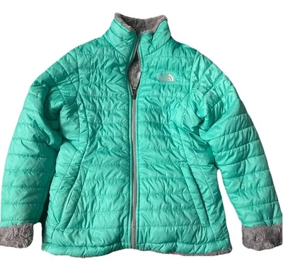 Chaqueta reversible polar Mossbud The North Face para niñas verde azulado/gris talla grande 14-16 Foto 1 de 4