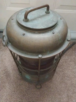 Durkee Staten Island Marine Nautical Red Ship Lantern 16"H retrofitted electric - Image 1 of 4