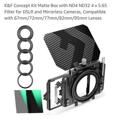 K&FConcept Kit Matte Box with ND4 ND32 4 x 5.65 Filter,67mm/72mm/77mm/82mm/95mm - Bild 1 von 4