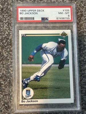 Raro 1990 UPPER DECK #105 BO JACKSON PSA 8 erro de holograma duplo - Imagem 1 de 2
