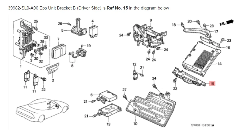 Soporte de unidad HONDA ACURA GENUINO OEM NSX EPS B (lado del conductor) ☆ 39982-SL0-A00 ☆ Foto 1 de 1