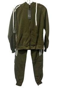 Verde Ejército VB FREE Sudadera con Capucha y Pantalones para Correr Chándal Talla Grande (1126) - Imagen 1 de 8