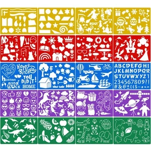20-Pack Color Drawing Templates for Kids - Plastic Stencils - Picture 1 of 6