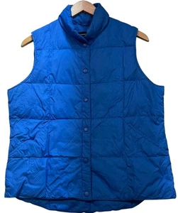 Lands End Womens Snap Front Down Puffer Vest Jacket Waterproof  Sz M 10-12 Blue - Picture 1 of 10