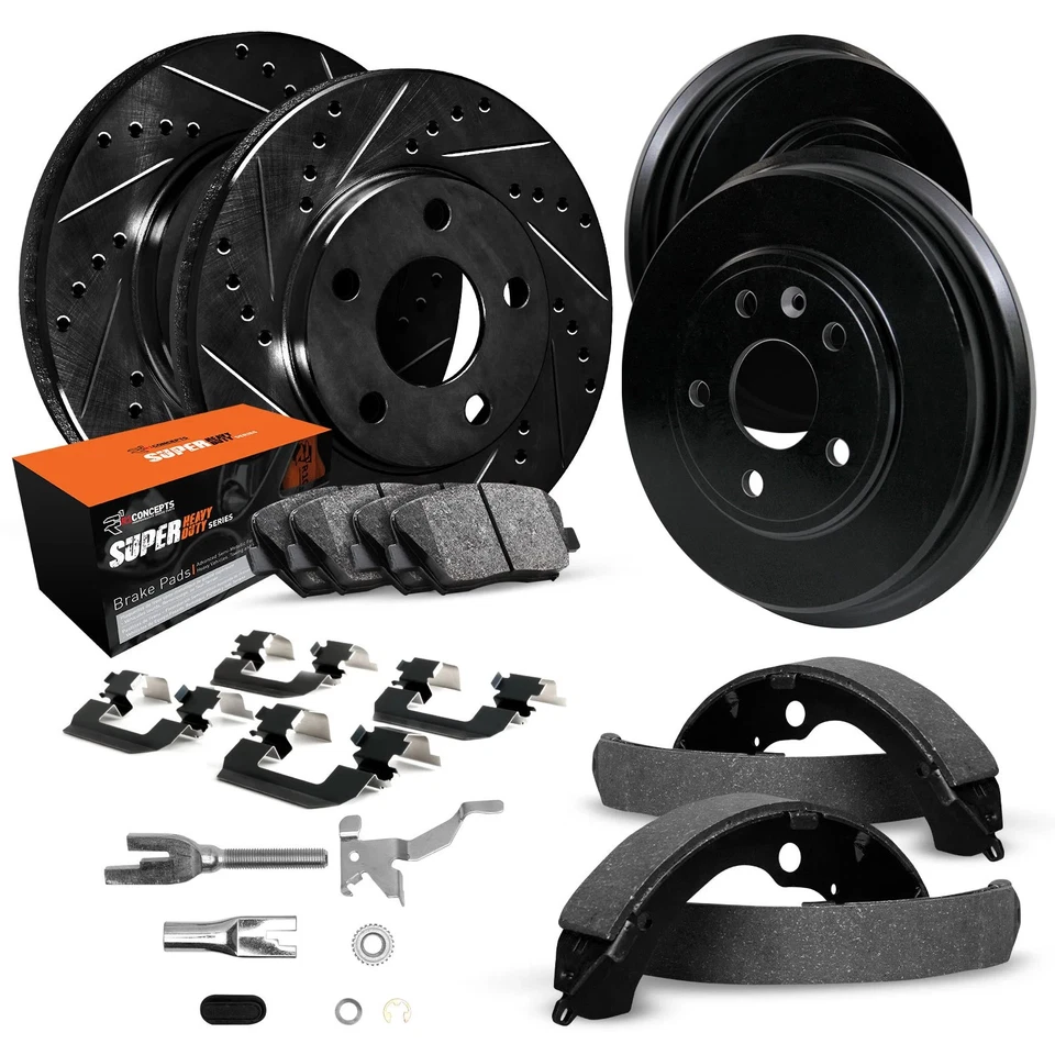 For Dodge B1500 98 R1 Concepts Slotted Front & Rear Brake Kit w Super Duty Pads Foto 1 de 1