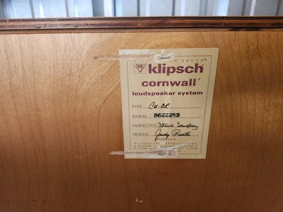 klipsch Cornwall matching pair of speakers 2nd owner great condition - Image 1 of 4