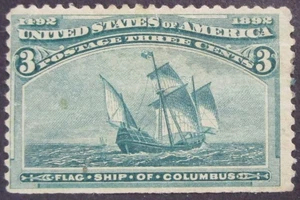 US Scott # 232 3 cent Green USED Columbian Exposition 1893  (inva-2) - Picture 1 of 2