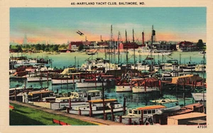 VINTAGE BALTIMORE MD LINEN POSTCARD MARYLAND YACHT CLUB 012822 R - Picture 1 of 2