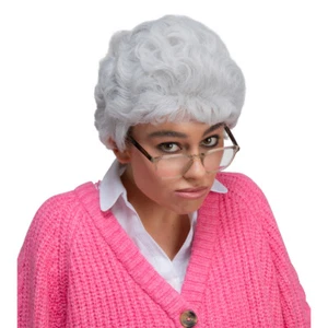 GREY HAIR Old Lady Wig Fancy Dress Wavy Curly Ladies Mens Stag Night Novelty - Picture 1 of 4