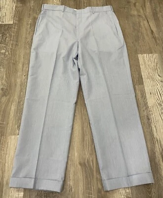 Pantalones de vestir Berle para hombre 38/30 con puños azul claro Foto 1 de 4