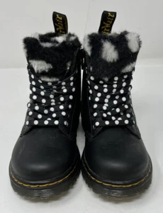 DR. Doc MARTENS TODDLER (Size 9) 1460 SERENA FAUX FUR BOOTS Polka Dot Laces - Picture 1 of 8