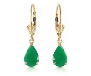 14k Yellow Gold Leverback Earrings with Emerald Ruby and Natural Gemstones - Picture 1 of 4