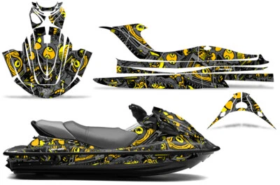 Jet Ski Graphics Sticker Decal Kit For Kawasaki STX15F 2003-2019 TUNE IN YELLOW - Image 1 of 2