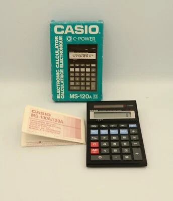 CASIO C-POWER MS-120a Vintage Calculator Boxed With Manual - Image 1 of 4