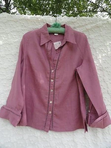 French R Brand Blouse Misses 14 100% Linen Dusty Rose Red  MINT - Picture 1 of 6